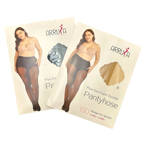 WOMEN’S ARRUSA NUDE PANTYHOSE STOCKINGS NYLONS Plus SIZE QUEEN PLUS 15D Hose - Picture 1 of 2